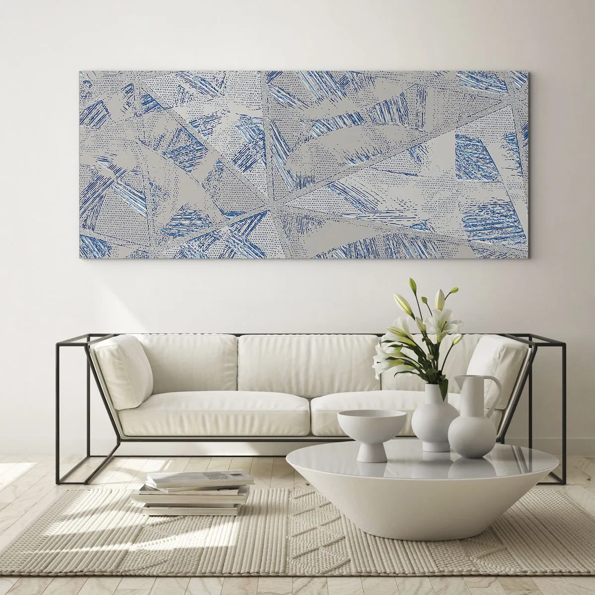 Obraz na skle - V šedo-modrom labyrinte - 100x40 cm