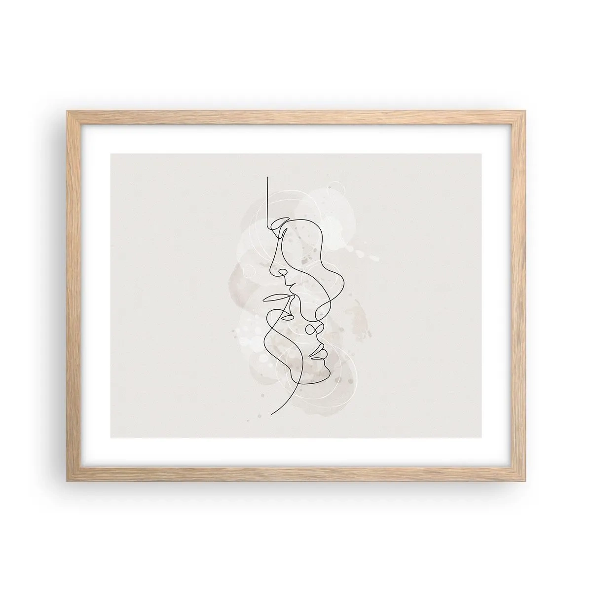 Plagát v ráme zo svetlého duba - Zamotaní v objatí - 50x40 cm