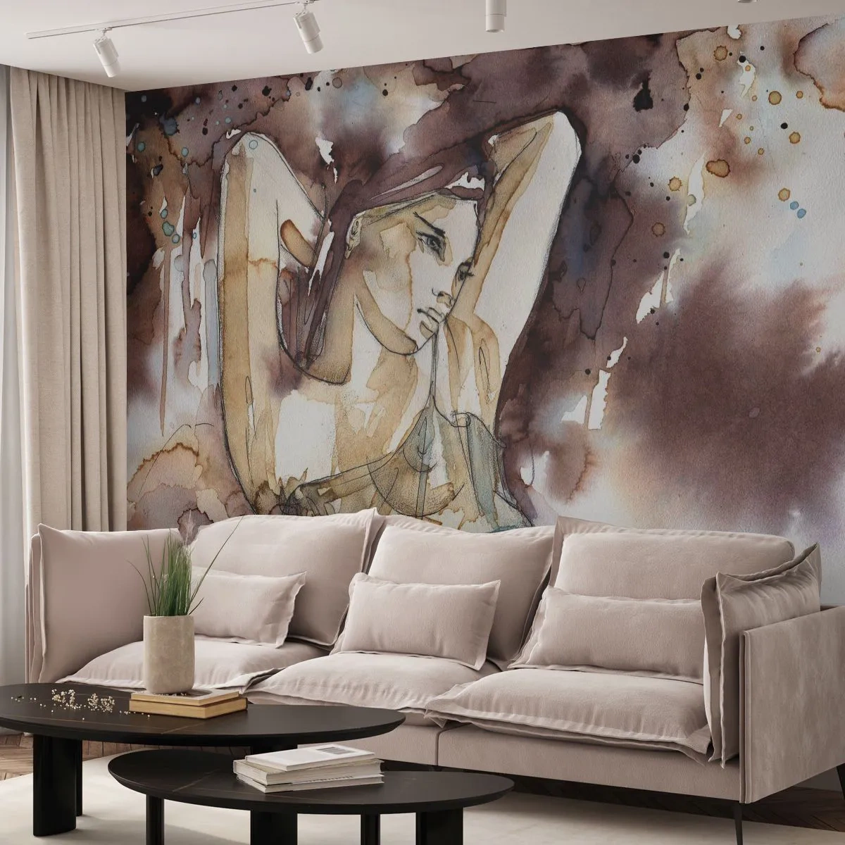 Fototapeta na mieru Premium Canvas - Fialová nálada - Abstrakcia, Žena, Telo