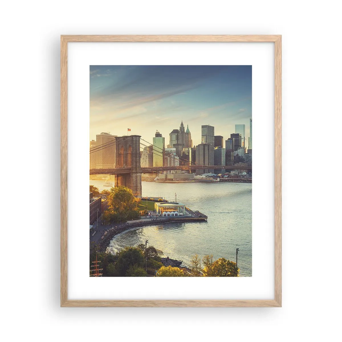 Plagát v ráme zo svetlého duba - Svitanie veľkomesta - 40x50 cm