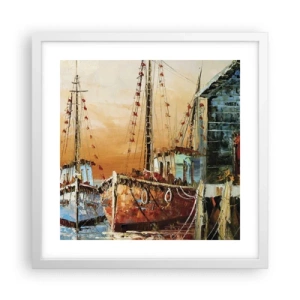 Plagát v bielom ráme - Pokojný návrat - 40x40 cm