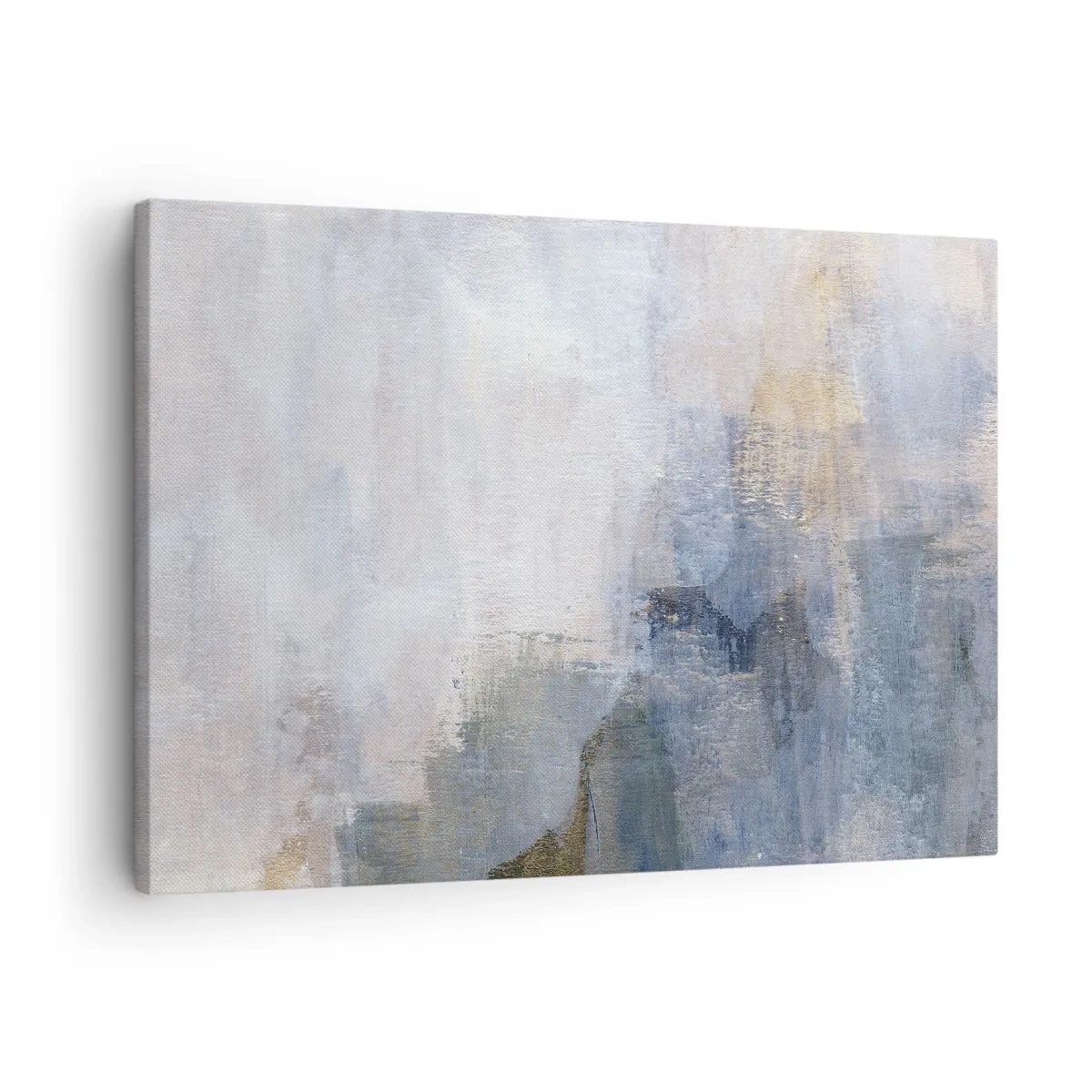 Obraz na plátne - Jemné abstraktné škvrny v odtieňoch modrej a béžovej - 70x50cm - Tóny a akordy farieb - Moderná nástenná dekorácia do obývacej izby a spálne ARTTOR