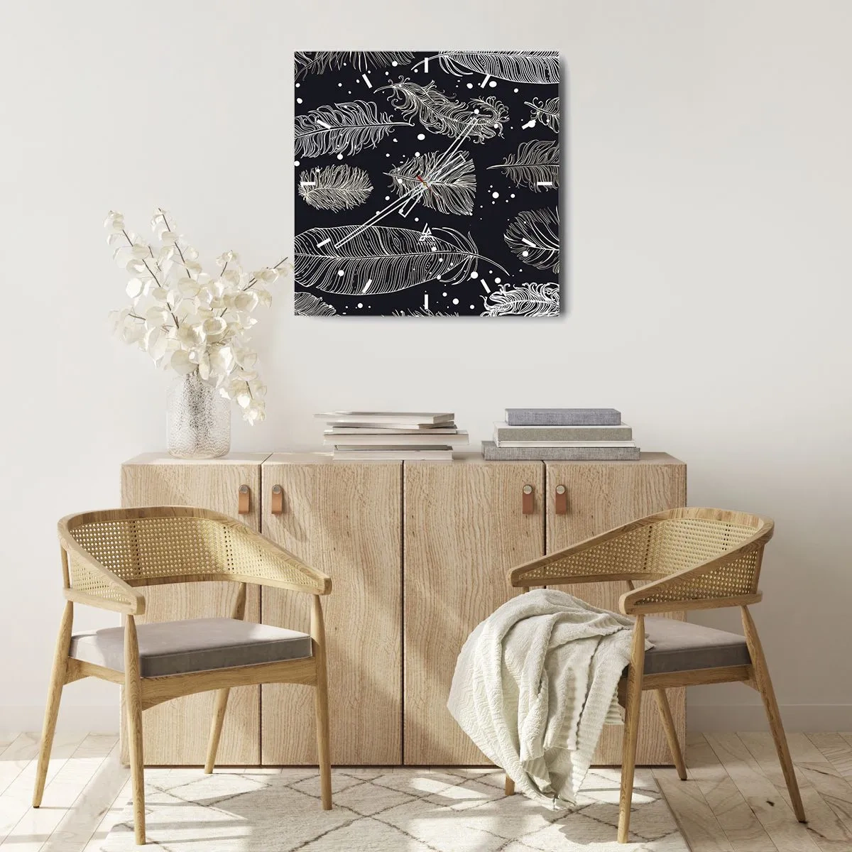 Nástenné hodiny - Čipka s perím - 40x40 cm