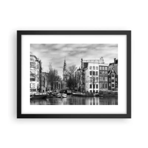 Plagát v čiernom ráme - Amsterdamské vibrácie - 40x30 cm