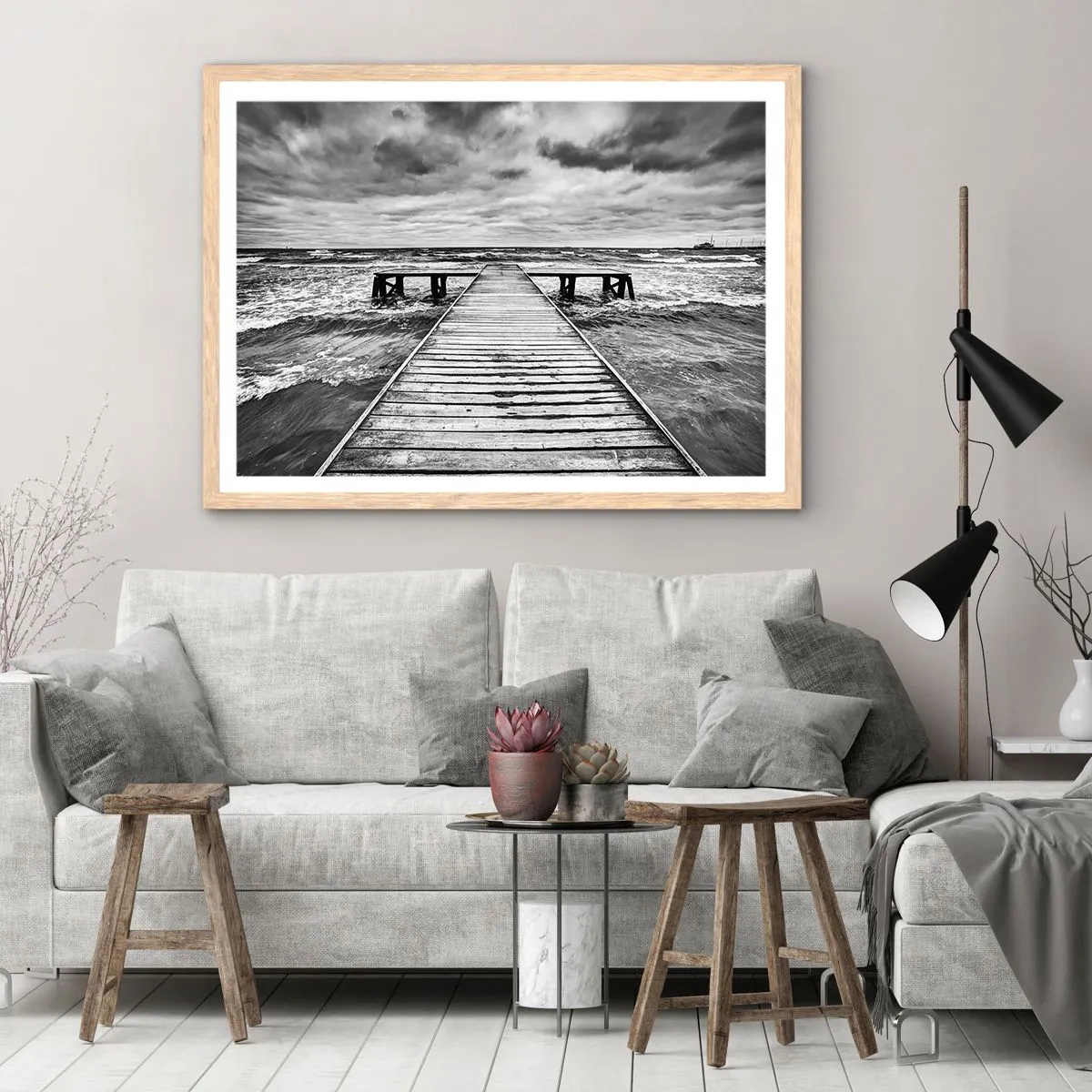 Plagát v ráme zo svetlého duba - Čakám na vietor, čo rozfúka… - 50x40 cm