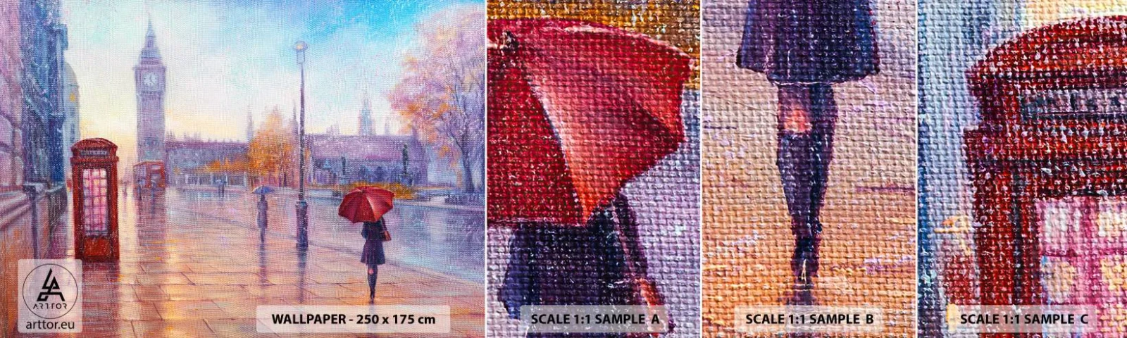 Vzorka samolepiacej fototapety Deluxe Sticker - Londýnsky jesenný deň - Mesto, Londýn, Architektúra - 100x30 cm