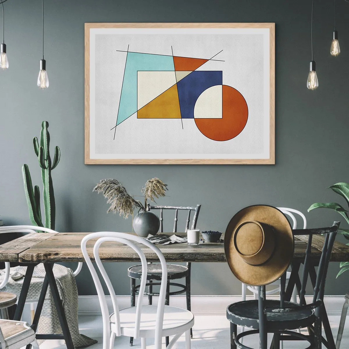 Plagát v ráme zo svetlého duba - Abstrakcia: modernistická zábava - 100x70 cm