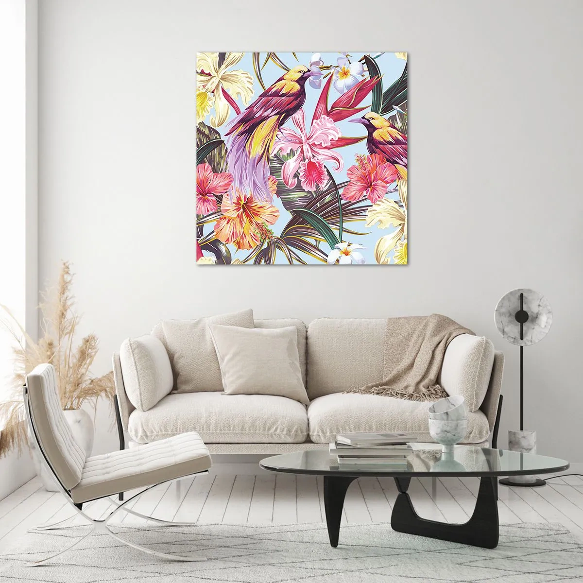 Obraz na skle - Plátky a pierka - 60x60 cm