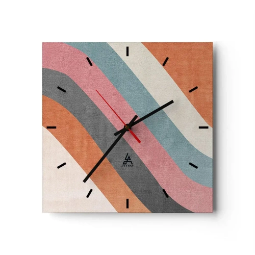 Nástenné hodiny - Diagonálna kompozícia – pohyb - 30x30 cm