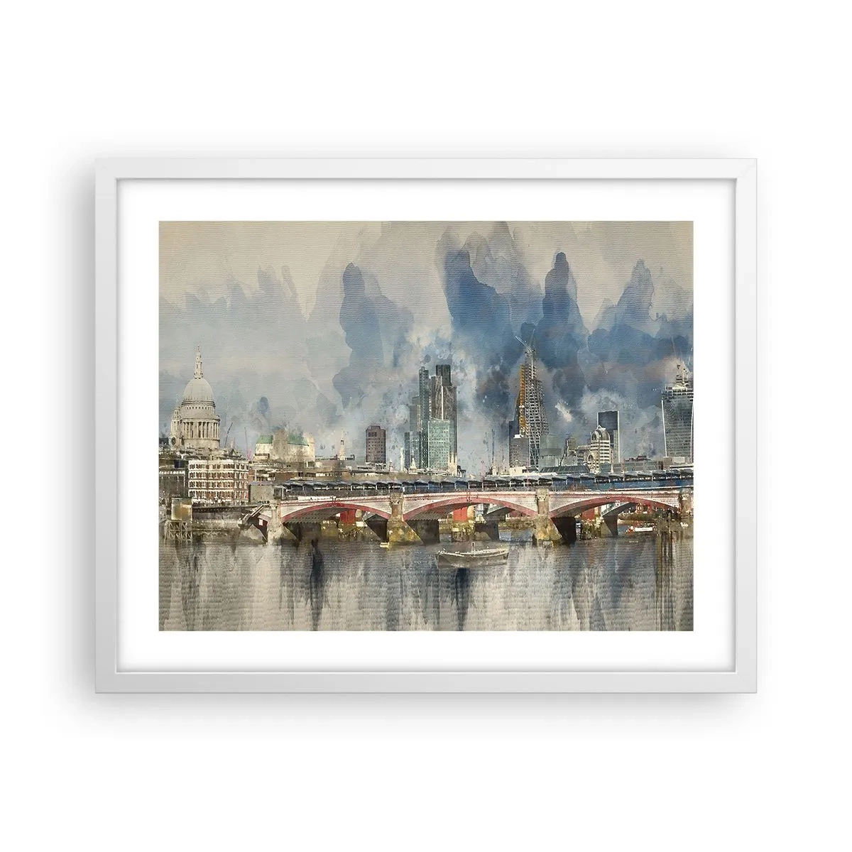 Plagát v bielom ráme - Londýn v celej svojej kráse - 50x40 cm
