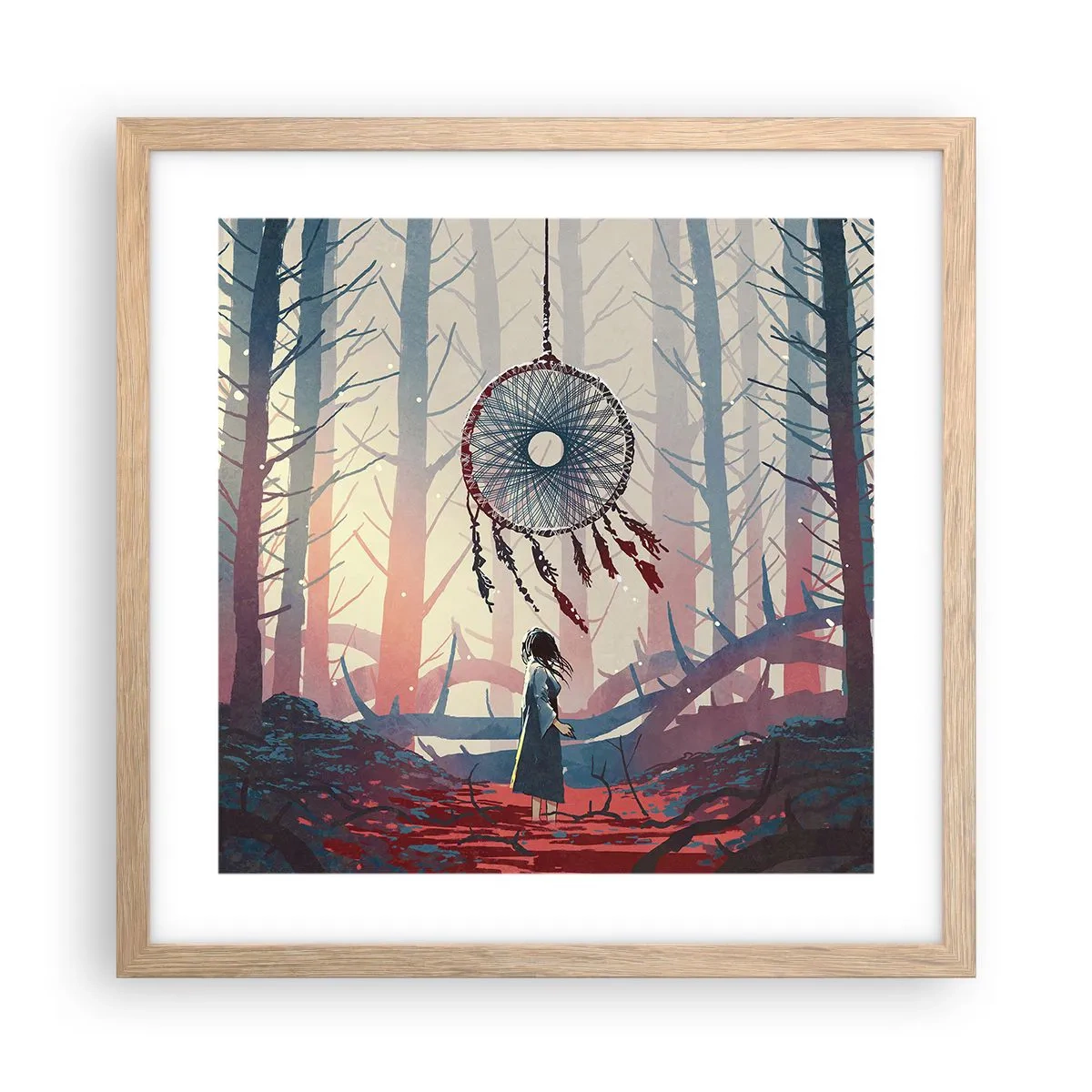 Plagát v ráme zo svetlého duba - Tajný rituál šťastia - 40x40 cm