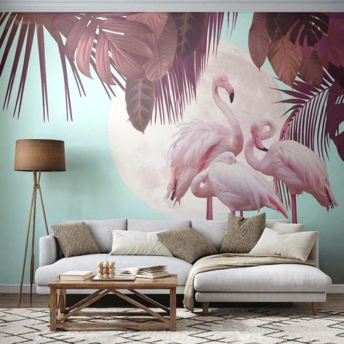 Fototapeta Premium Sand - Tri vtáčie grácie - Plameniaky, Vtáky, Príroda - 250x175 cm