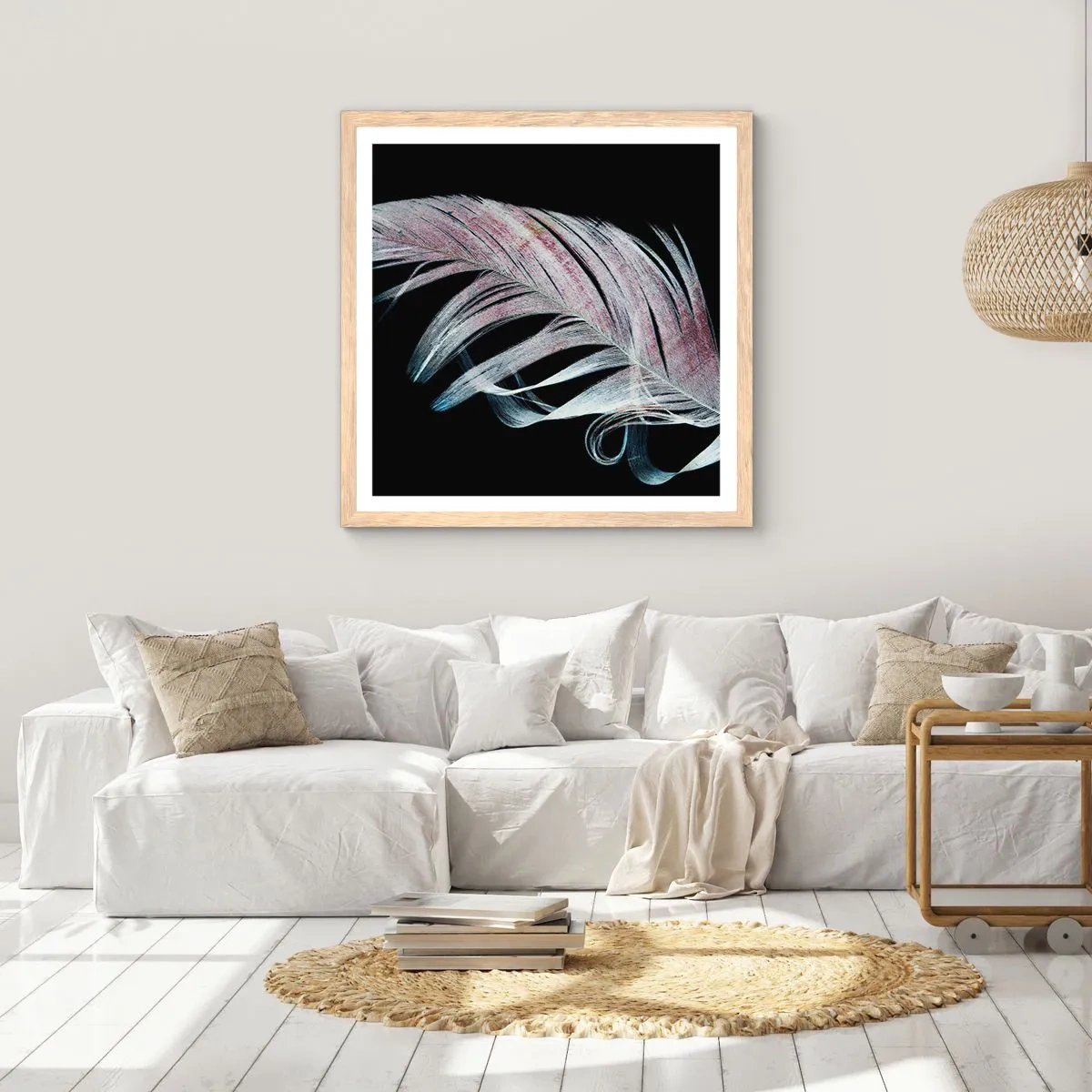 Plagát v ráme zo svetlého duba - Premýšľajte o dotyku - 40x40 cm