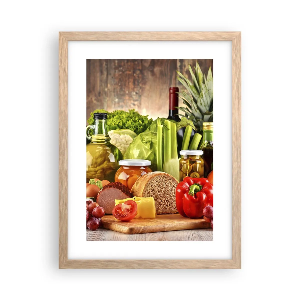 Plagát v ráme zo svetlého duba - Údené, pečené, marinované - 30x40 cm