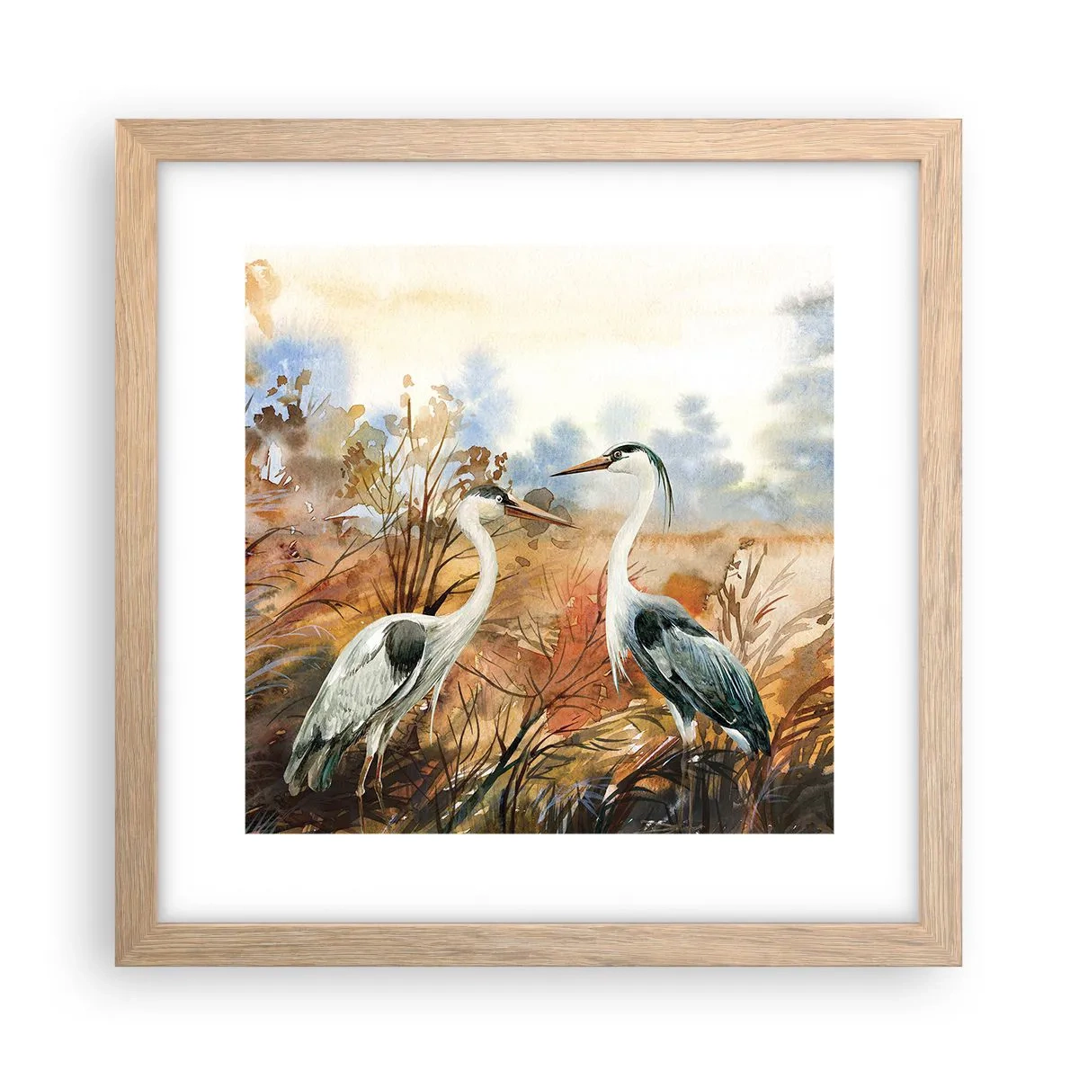 Plagát v ráme zo svetlého duba - Kam na jeseň? - 30x30 cm