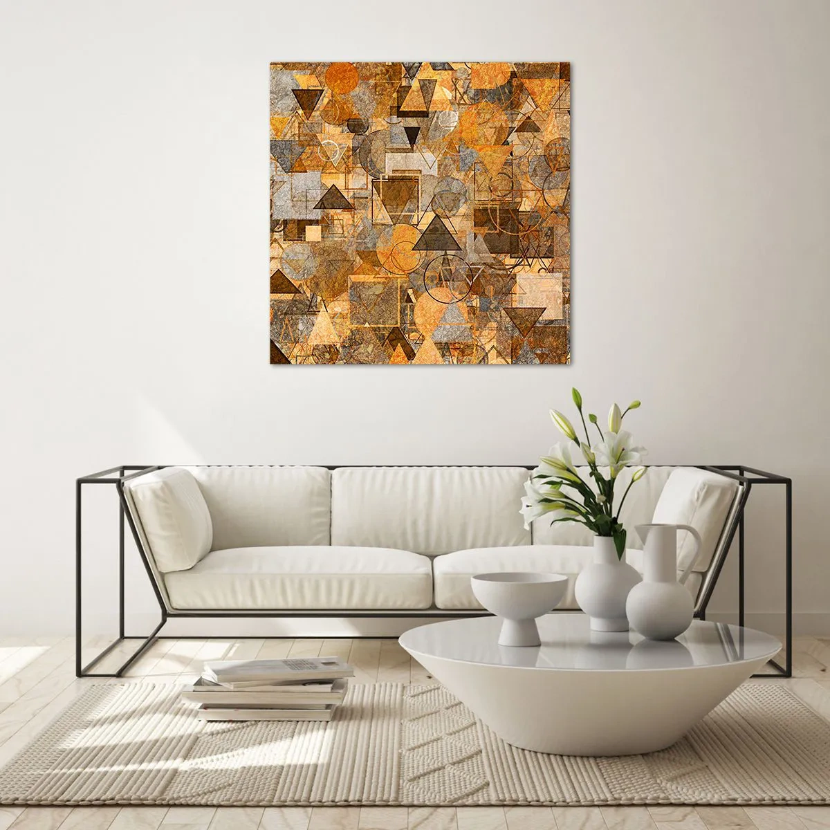 Obraz na skle - Svet zachytený do tvaru - 40x40 cm