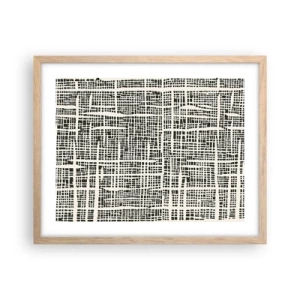 Plagát v ráme zo svetlého duba - Tkaná kompozícia - 50x40 cm
