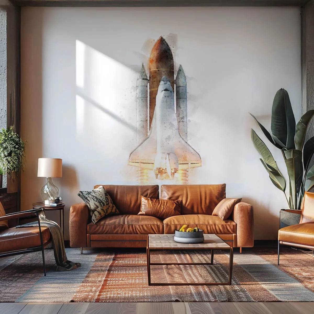 Fototapeta Standard Eco - štart rakety v akvarelovom štýle - 100x70cm - Prieskumníci do toho - Moderná nástenná dekorácia do obývacej izby a spálne ARTTOR