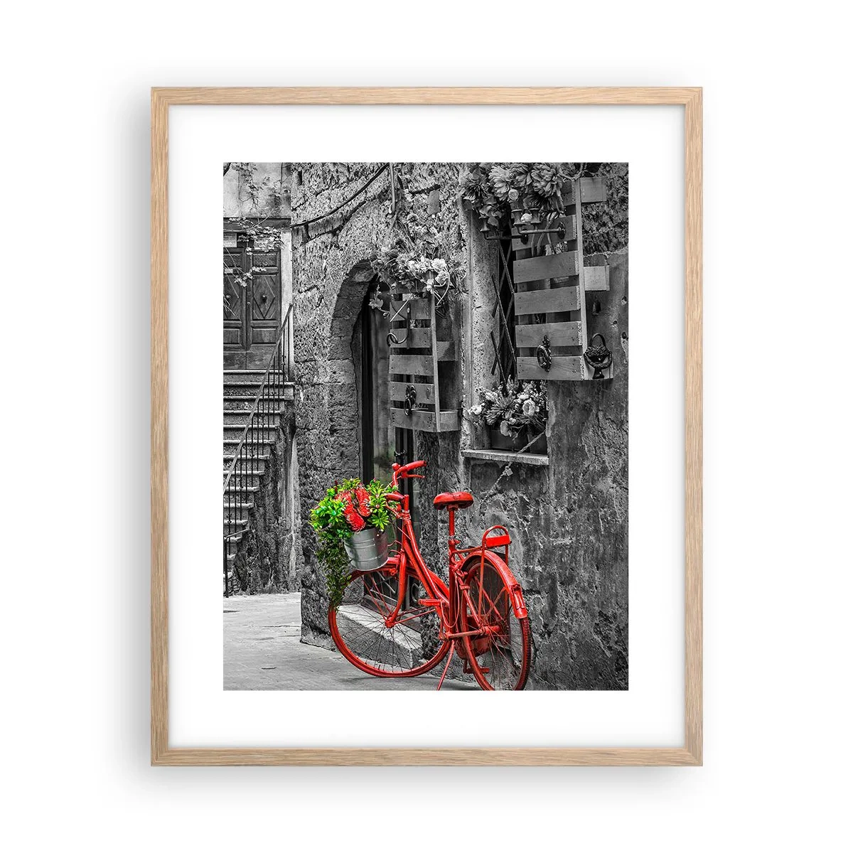 Plagát v ráme zo svetlého duba - Toskánska ulička - 40x50 cm