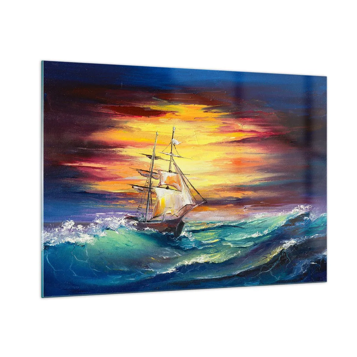 Obraz na skle - Statočne proti vlnám - 100x70 cm