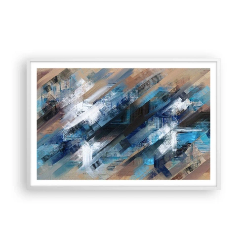 Plagát v bielom ráme - Modrá šikmosť - 91x61 cm