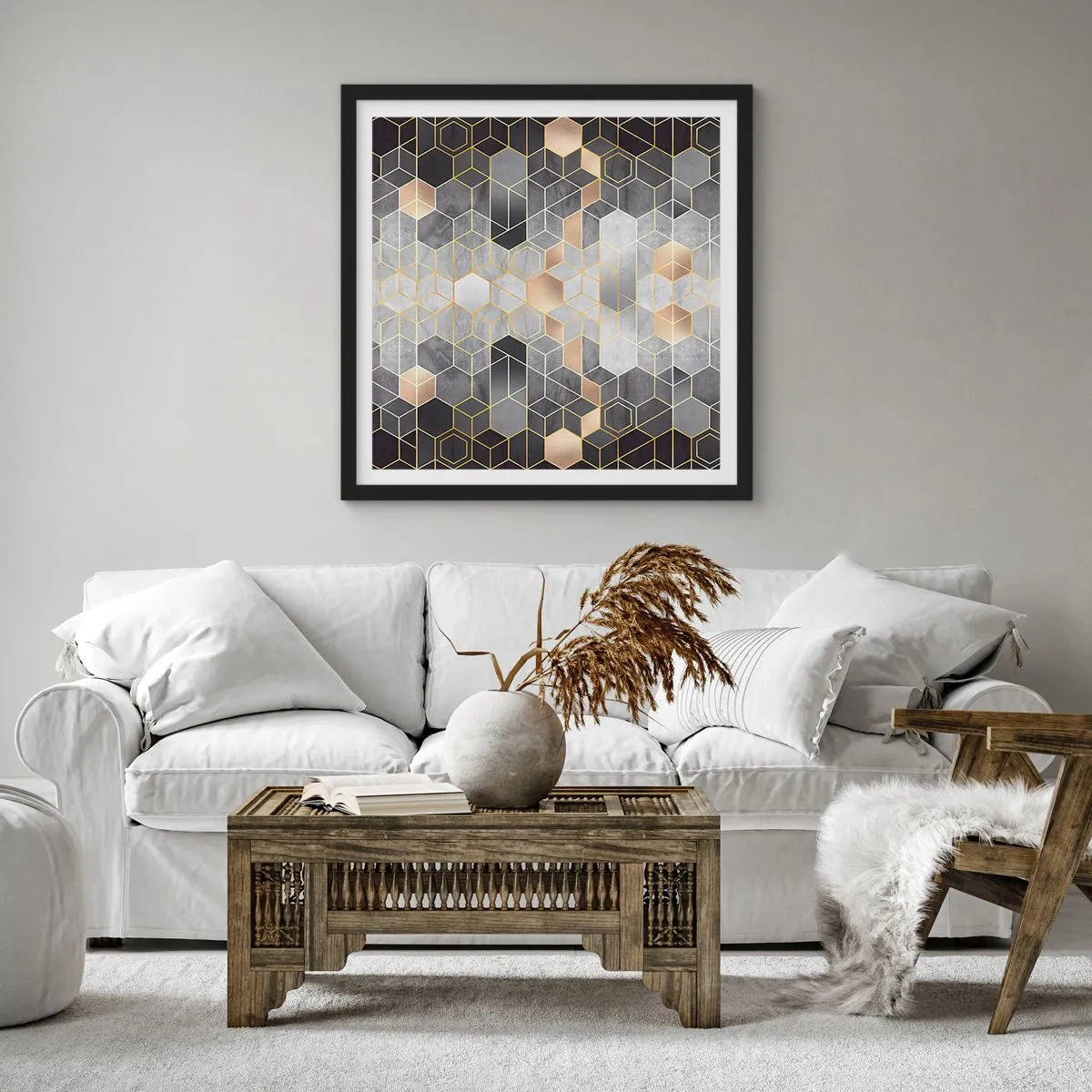 Plagát v čiernom ráme - Diamantová kompozícia - 60x60 cm