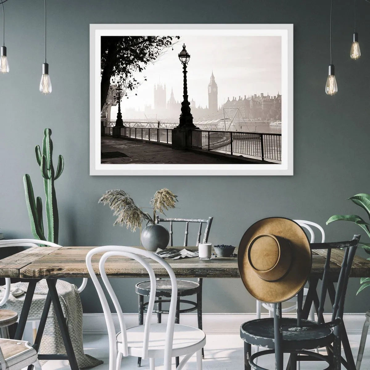 Plagát v bielom ráme - Londýnske ráno - 70x50 cm