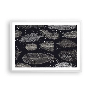 Plagát v bielom ráme - Čipka s perím - 70x50 cm