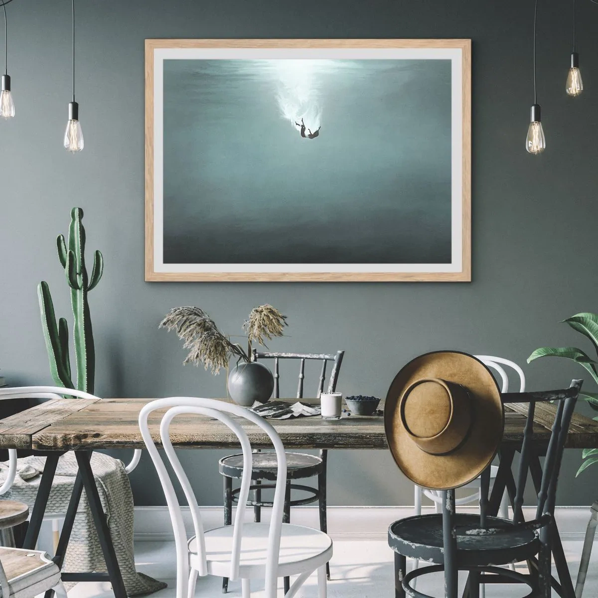 Plagát v ráme zo svetlého duba - V objatí oceánu - 100x70 cm