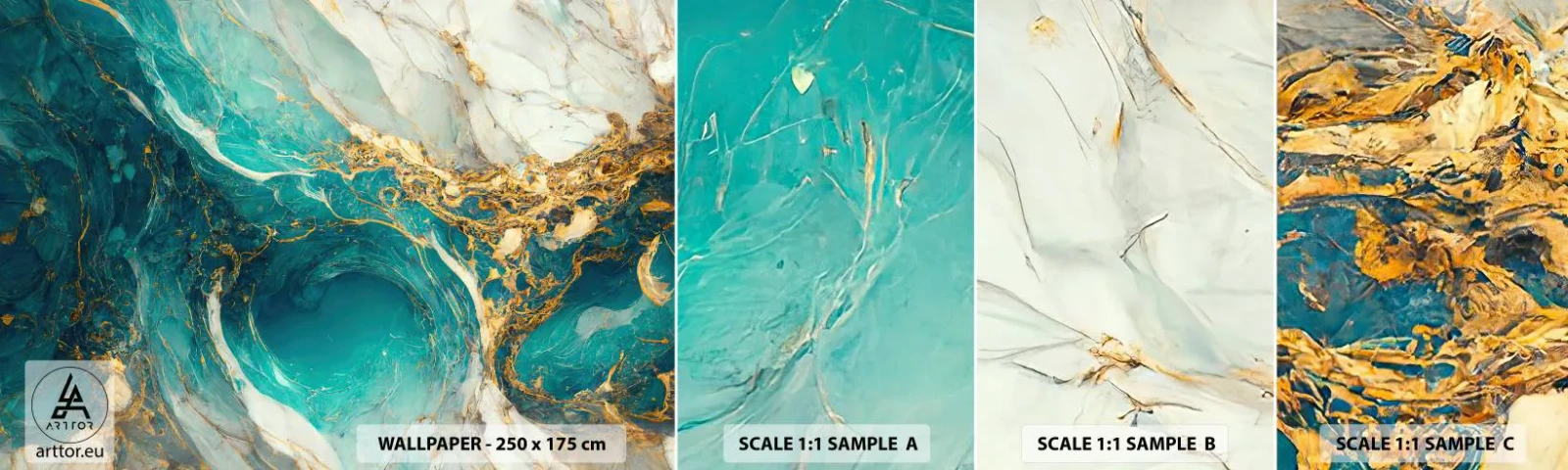 Vzorka Fototapeta Standard Eco - Kompozícia so zlatými žilami - Abstrakcia, Mramor, Kameň - 100x30 cm