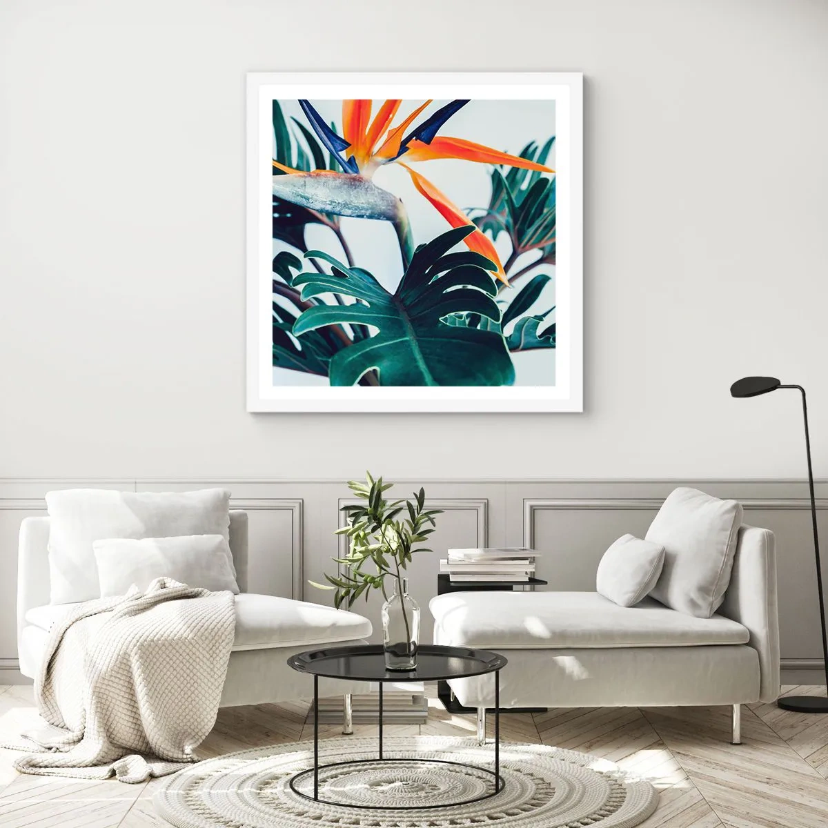 Plagát v bielom ráme - Vtáker - 60x60 cm