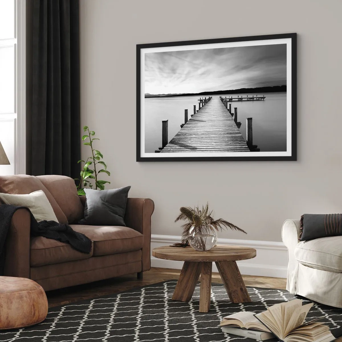 Plagát v čiernom ráme - Pri napájadle – pokoji - 100x70 cm