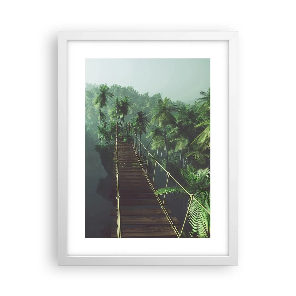 Plagát v bielom ráme - Pri vodopáde zelene - 30x40 cm