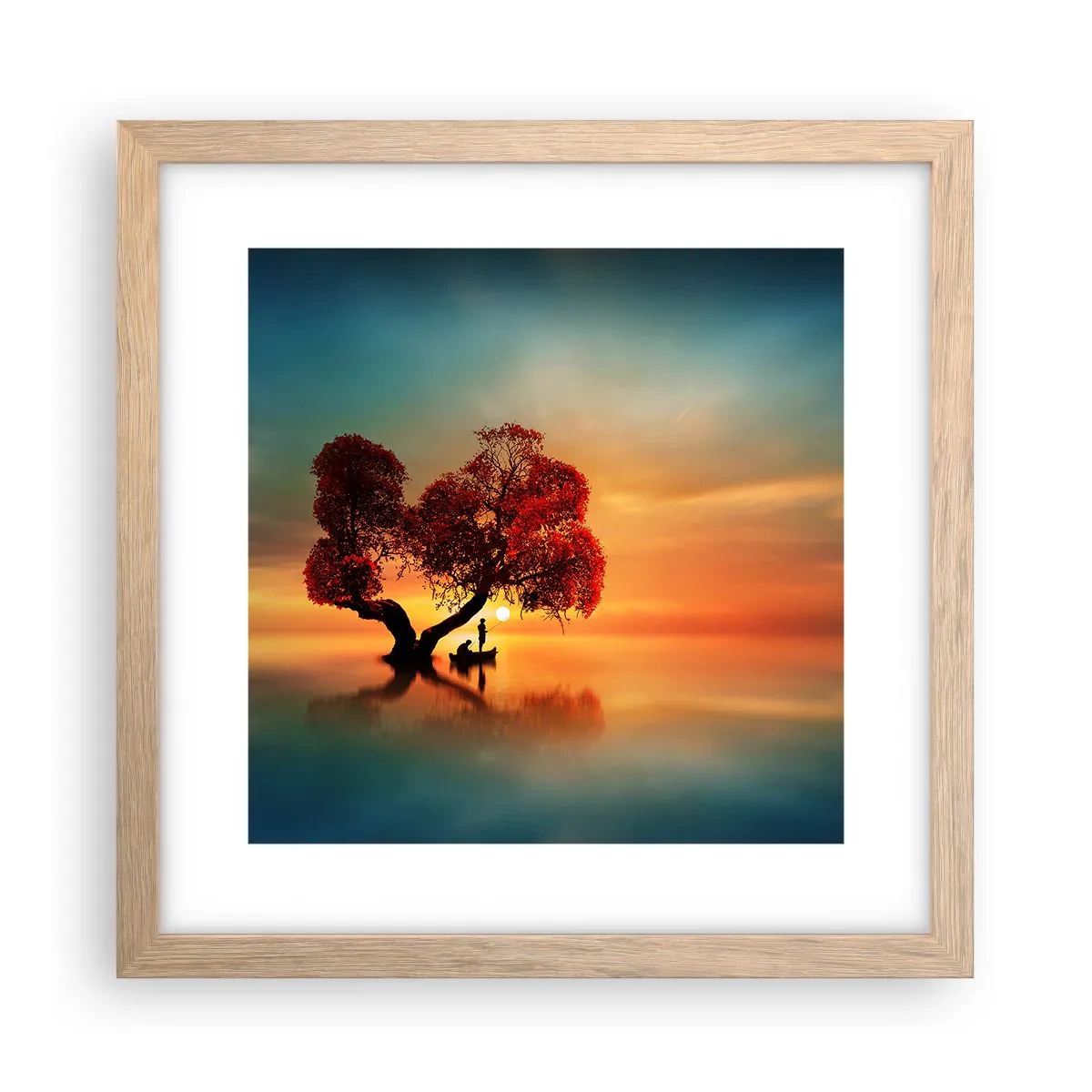 Plagát v ráme zo svetlého duba - Voda a ticho vesmíru - 30x30 cm