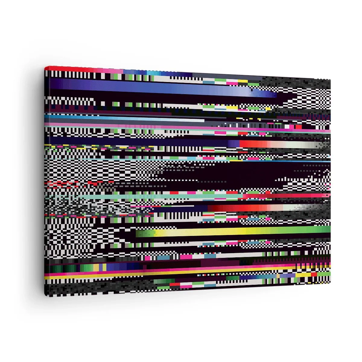 Obraz na plátne - Farebné čiary a pixely v abstraktnom štýle - 70x50cm - Kontrolný obraz skutočnosti - Moderná nástenná dekorácia do obývacej izby a spálne ARTTOR