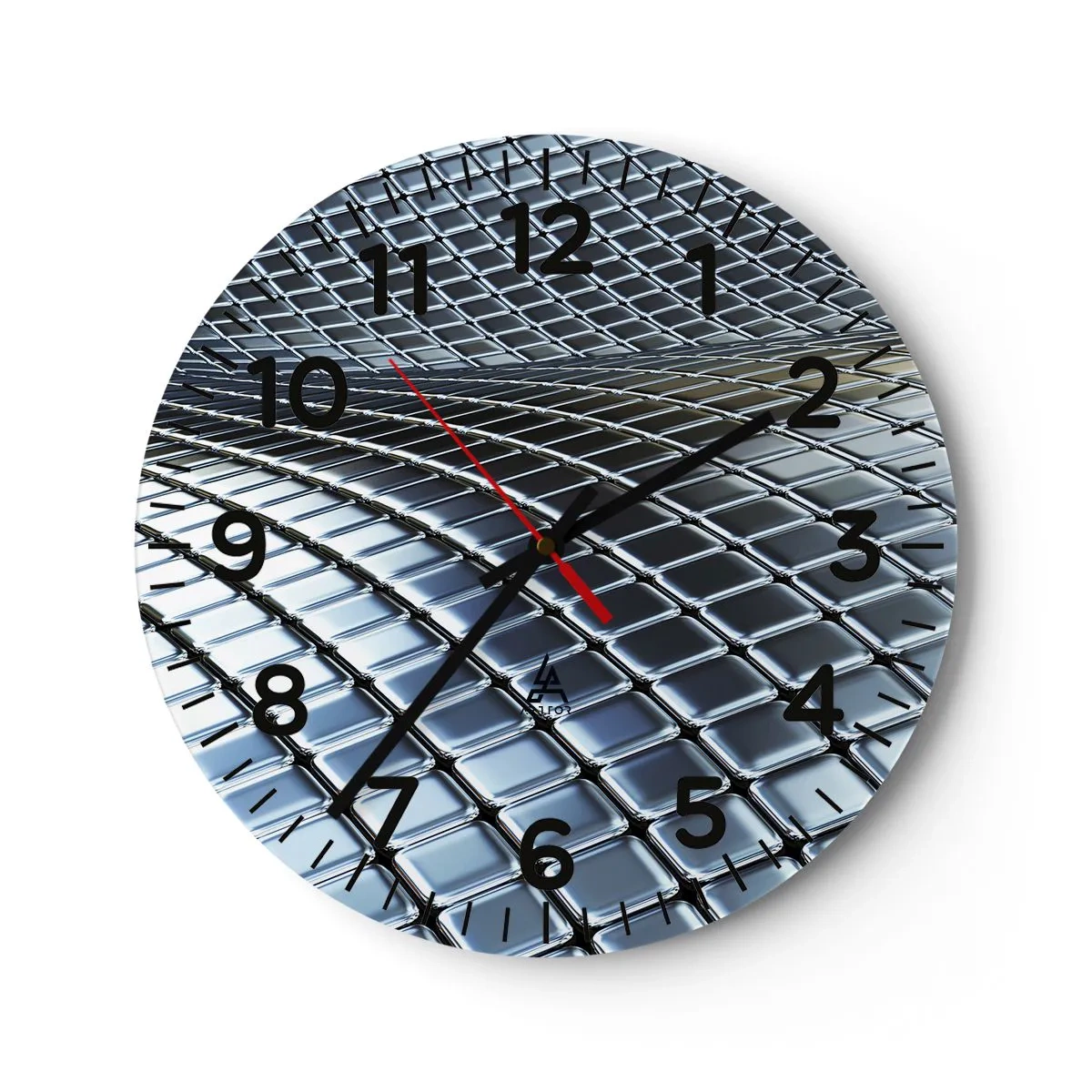 Nástenné hodiny - Kovová strieborná vlna - 40x40 cm