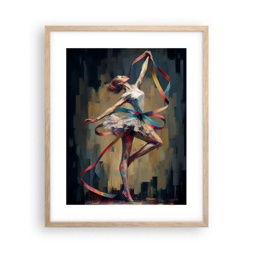 Plagát v ráme zo svetlého duba - Tanec so stuhou - 40x50 cm