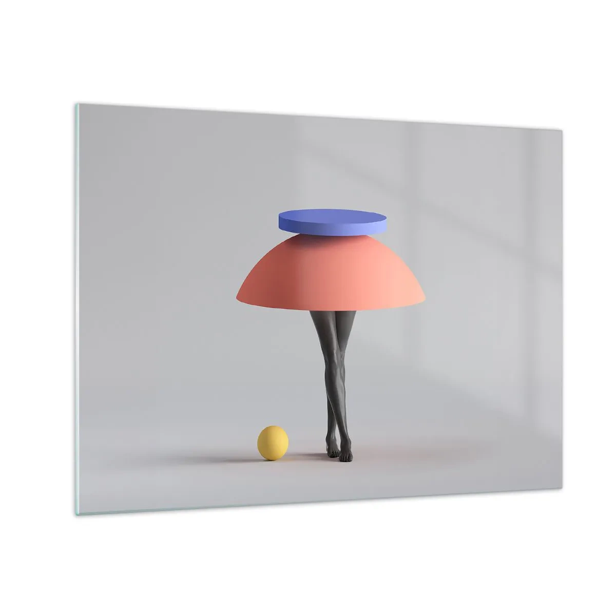 Obraz na skle - Surrealistická postava vyrobená z geometrických tvarov a nôh - 70x50cm - Surrealistická kompozícia - Moderná nástenná dekorácia do obývacej izby a spálne ARTTOR