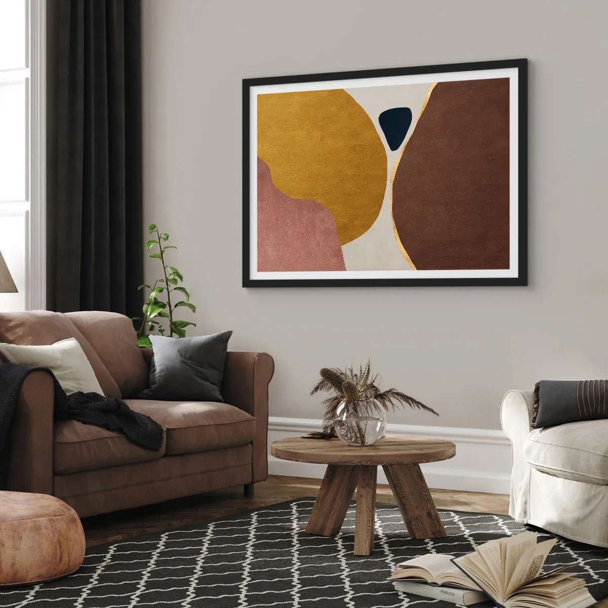 Plagát v čiernom ráme - Abstrakcia – miesto v priestore - 91x61 cm