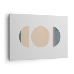 Obraz na plátne - Abstraktné geometrické tvary v pastelových farbách - 70x50cm - Kruh za kruhom - Moderná nástenná dekorácia do obývacej izby a spálne ARTTOR