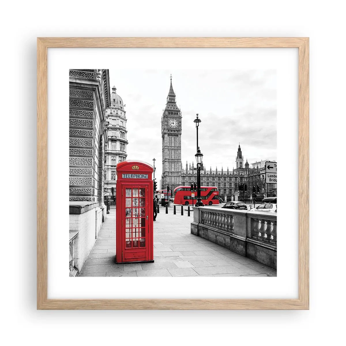 Plagát v ráme zo svetlého duba - Nepochybne Londýn - 40x40 cm