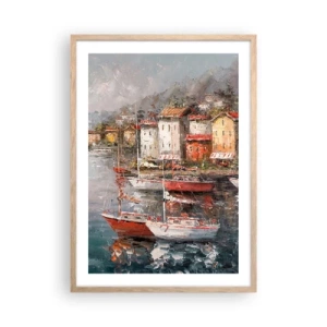 Plagát v ráme zo svetlého duba - Romantický prístav - 50x70 cm