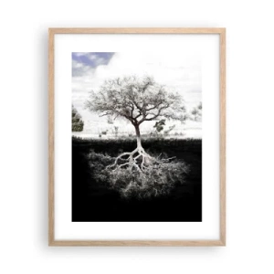 Plagát v ráme zo svetlého duba - Objavenie podstaty sveta - 40x50 cm