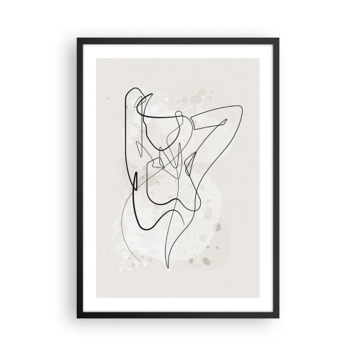 Plagát v čiernom ráme - Abstraktná čiara znázorňujúca siluetu ženy - 50x70cm - Umenie zvádzania - Moderná nástenná dekorácia do obývacej izby a spálne ARTTOR