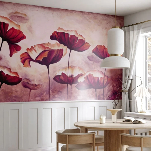 Fototapeta Premium Sand - Červený a biely plátok - Abstrakcia, Kvety, Kus - 100x70 cm