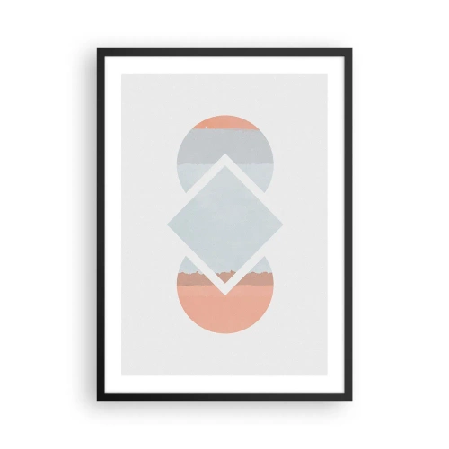 Plagát v čiernom ráme - Abstraktná kompozícia geometrických tvarov a pastelových farieb. - 50x70cm - Situácia je jasná - Moderná nástenná dekorácia do obývacej izby a spálne ARTTOR