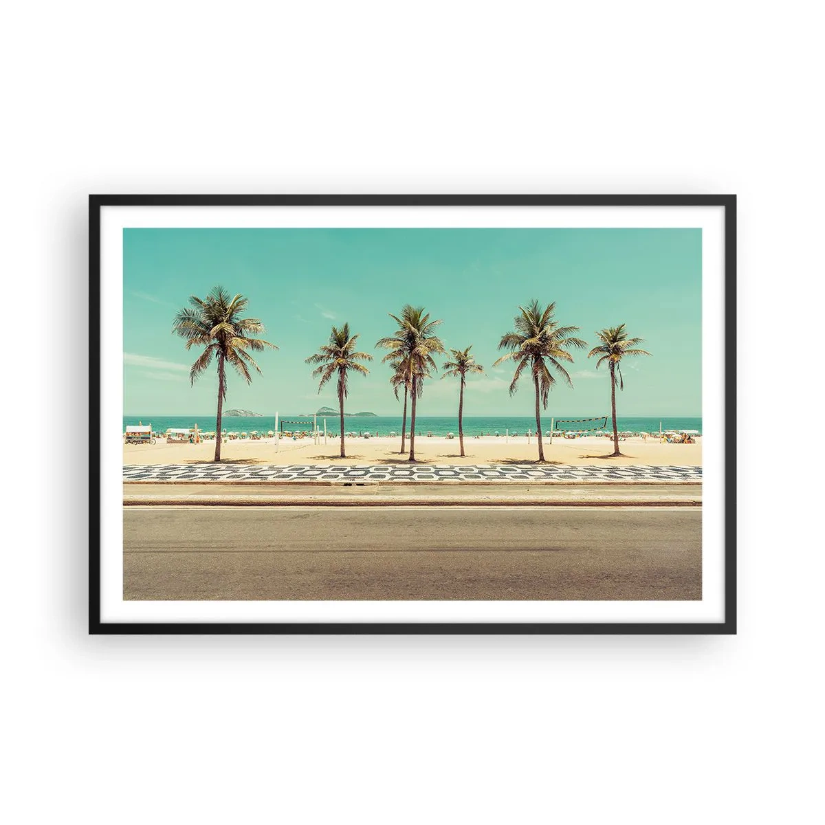 Plagát v čiernom ráme - Stráženie pláže - 91x61 cm