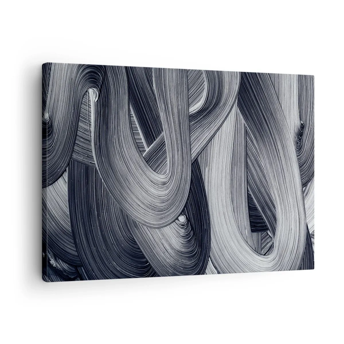 Obraz na plátne - Čiernobiela abstrakcia s dynamickými ťahmi štetcom. - 70x50cm - Plynulosť reality - Moderná nástenná dekorácia do obývacej izby a spálne ARTTOR