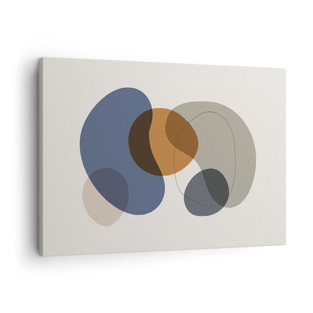 Obraz na plátne - Abstraktné farebné tvary v odtieňoch modrej a hnedej - 70x50cm - Kvapky farieb - Moderná nástenná dekorácia do obývacej izby a spálne ARTTOR