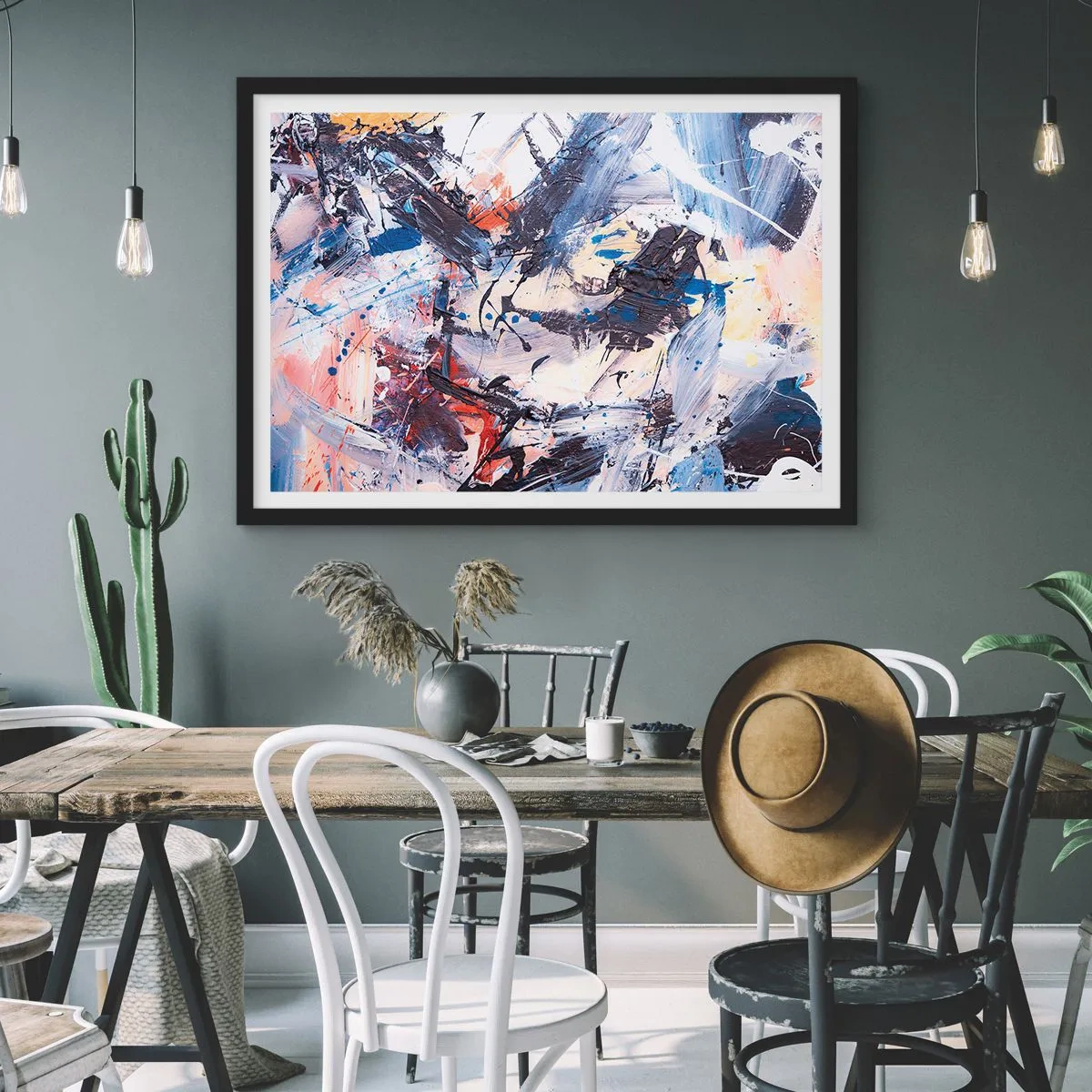 Plagát v čiernom ráme - Bláznivý tanec abstrakcie - 100x70 cm